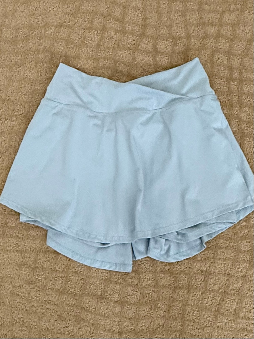 Light Blue Women's Athletic Skort with Crossover Waistband